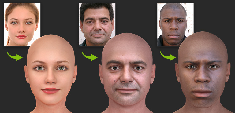 headshot - photo to 3d model, 3d face