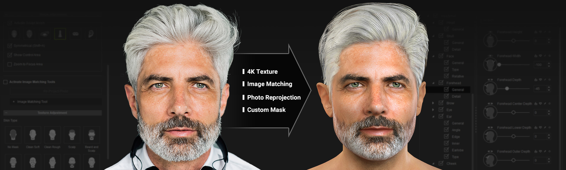 headshot - high quality 3d face creation, 3d scan level face creation