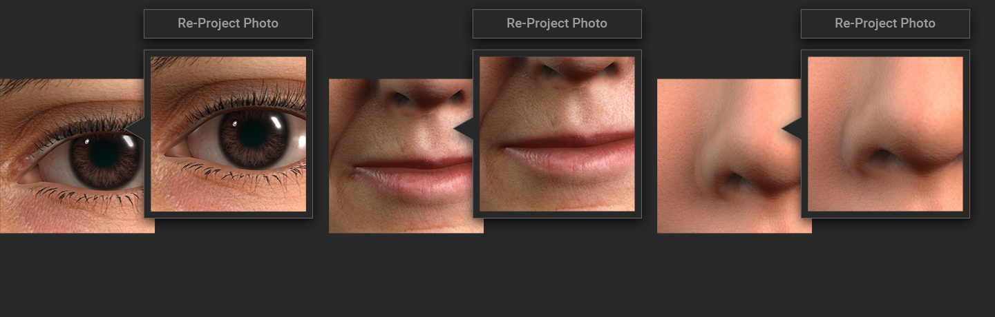 headshot - 3d head abd texture alighment by reprojection