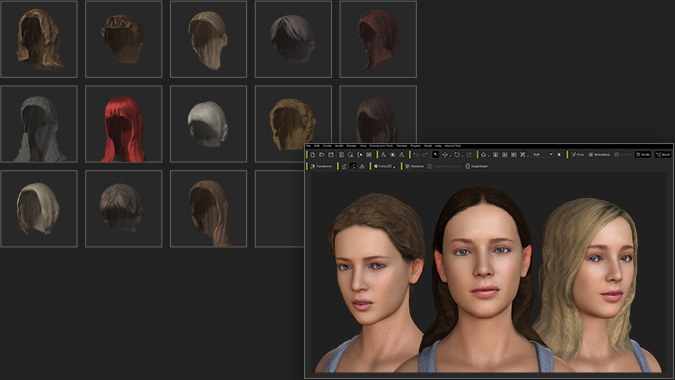 Generated hair saved in ccHair format for use across different head shapes in the content library