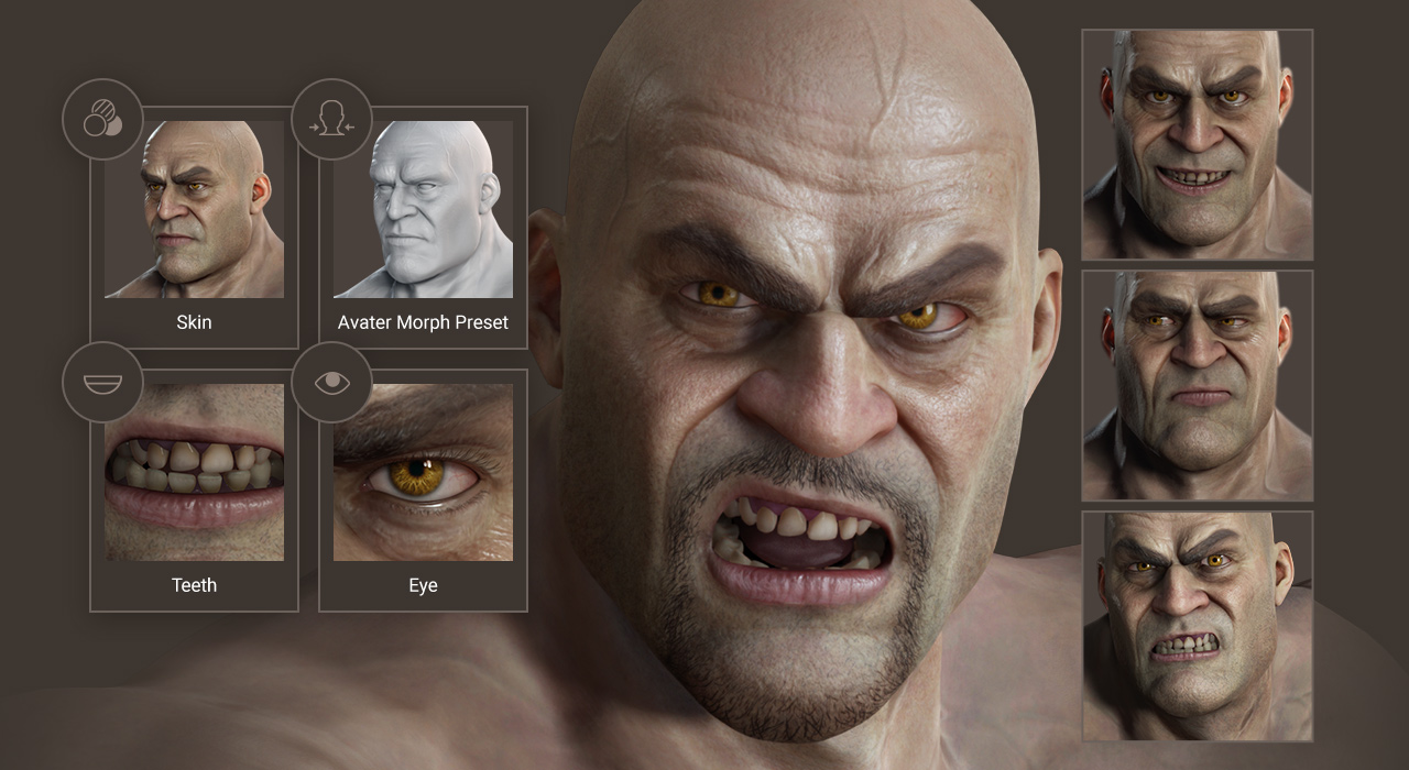 unique eyes, teeth, expression settings