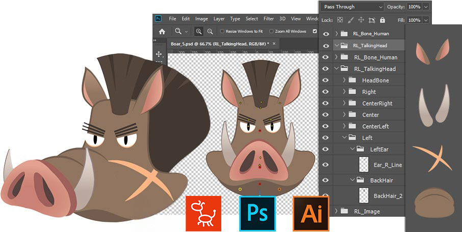 360 head creation - 3D head PSD round trip