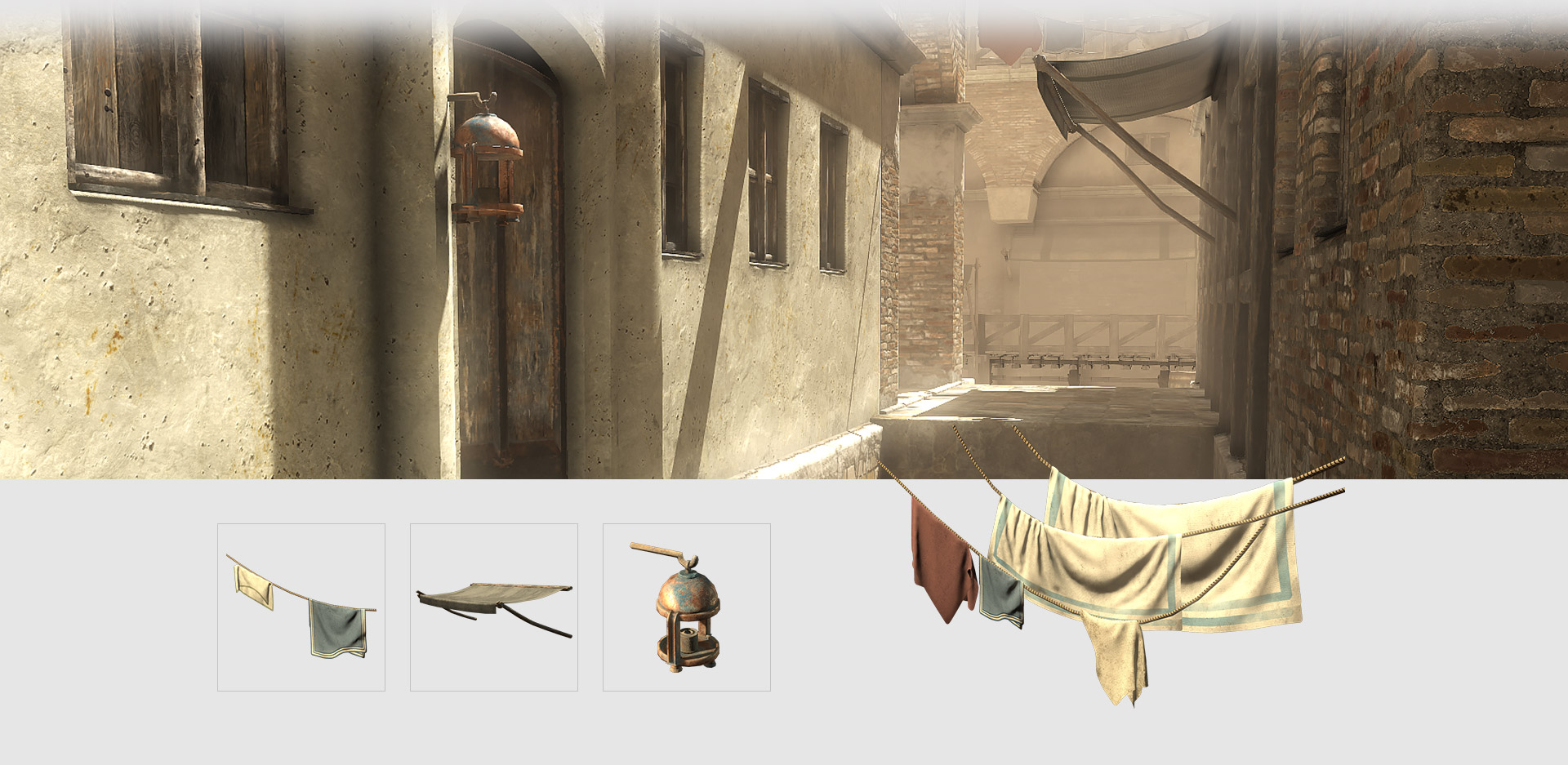 exterior 3d scene - medival and anicient rome alley