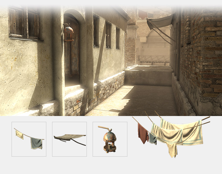 exterior 3d scene - medival and anicient rome alley