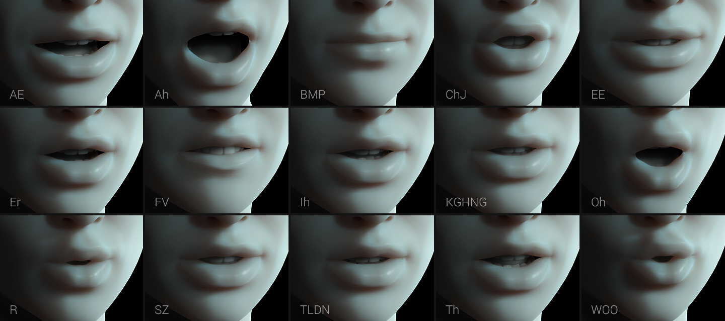 lipsync animation - mouth shapes for lip animation