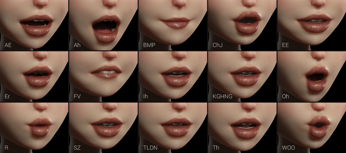 lipsync animation - mouth shapes for lip animation