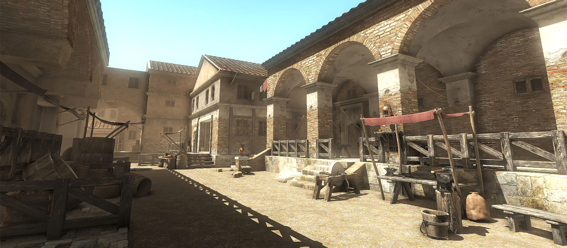 global illumination in 3D scene - medival and anicient rome square