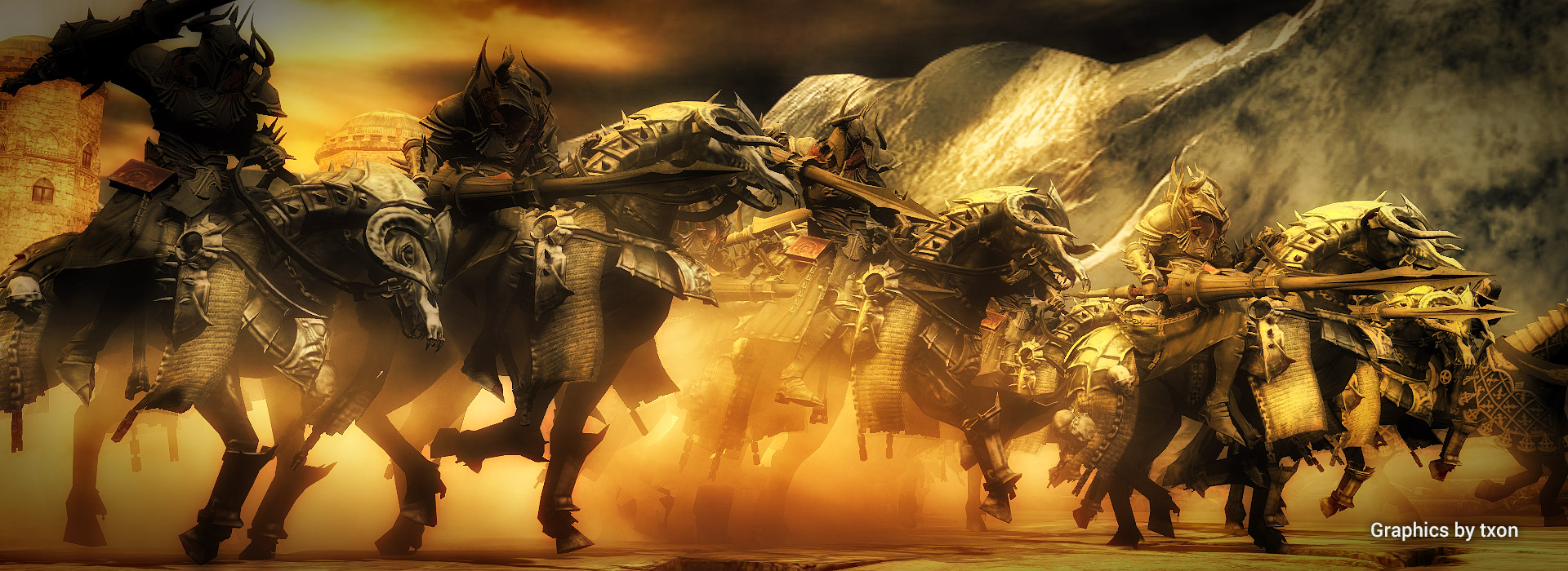 visual effects in 3d scene - war, medieval - txon